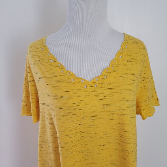 NEW Soft Surroundings Coral Triangle Tee Artisan Gold Embroidered Women XS - Picture 5 of 12